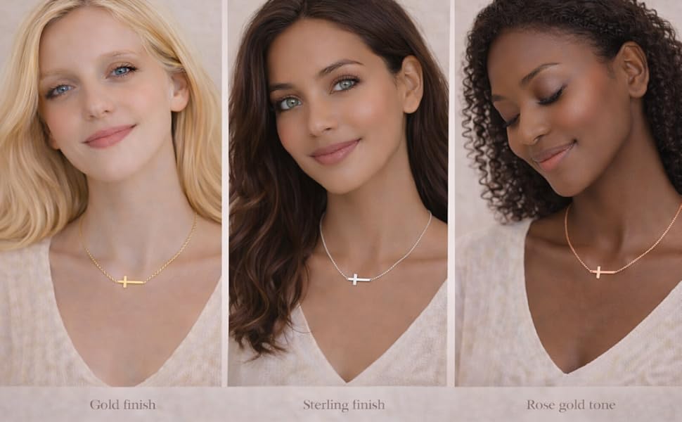 Home Minimalist gold, rose gold and silver cross necklace