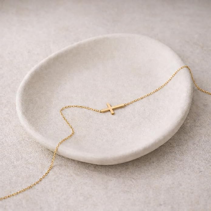 Home ALHIARA 18K Gold Plated Sideways Cross Necklace for Women