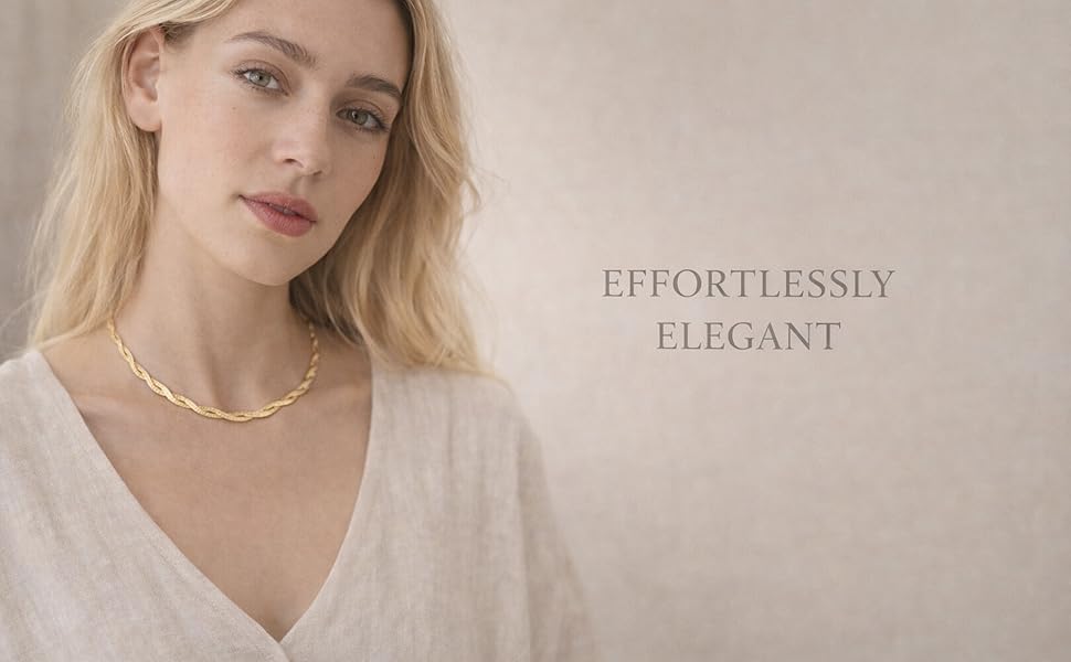 Home Gold Herringbone Necklace model