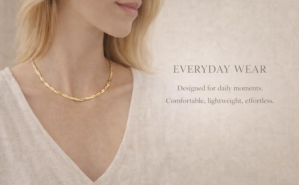 Home Gold Herringbone Necklace everyday wear
